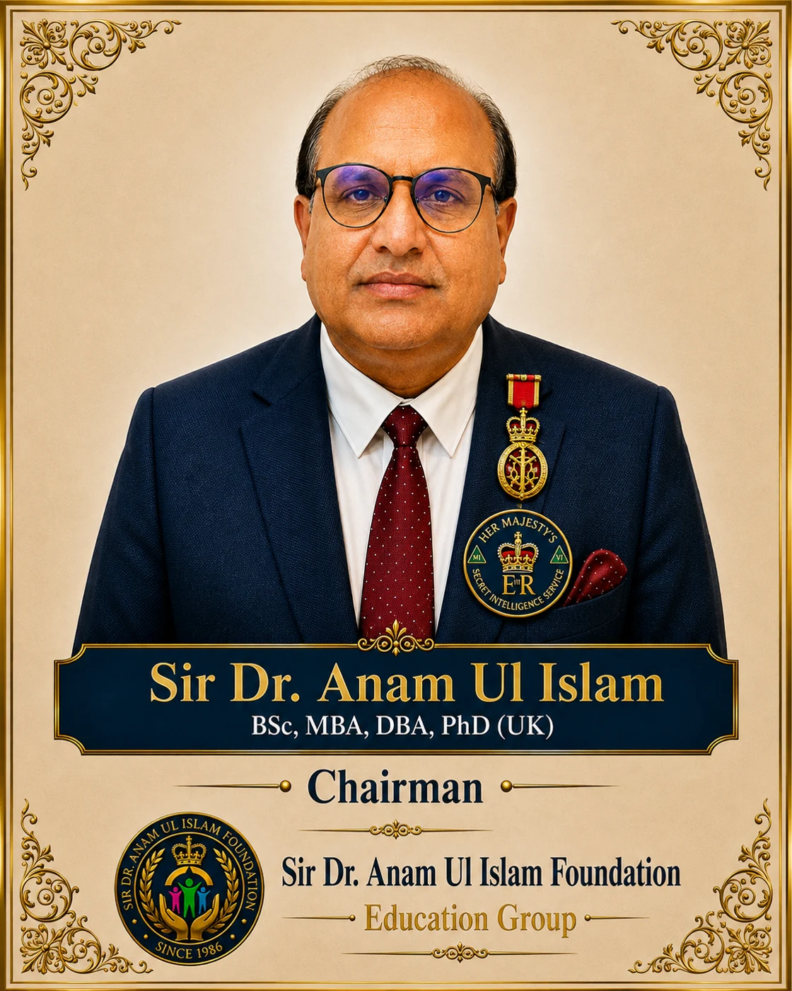 Original photograph and nameplate of Sir Dr. Anam Ul Islam